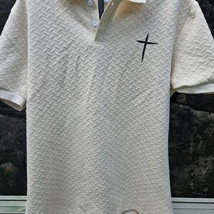 Men's Cream Polo Shirt with Black Logo